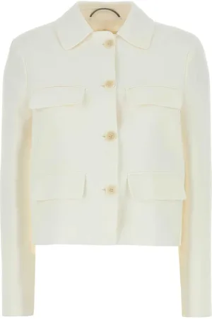 ERMANNO SCERVINO Jassen, Dames, , S, Witte Crepe Blazer voor Vrouwen