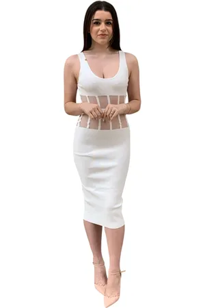 Elisabetta Franchi Kleedjes, Dames, Wit, L, Gebreide Jurk