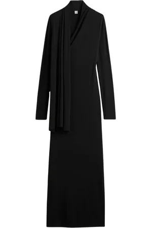Totême Kleedjes, Dames, Zwart, L, Gedrapeerde Jersey Jurk