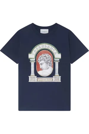 Casablanca Tops, Heren, Blauw, S, Katoen, Blauw Katoenen T-shirt met Tennis Print