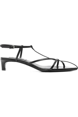 Jil Sander Schoenen, Dames, Zwart, 36 1/2 EU, Zwarte Cage Sandaal met Kittenhak