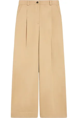 Max Mara Broeken, Dames, , XS, Katoen, Gabardine Wijde Katoenen Broek