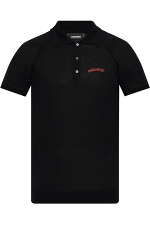 Dsquared2 Tops, Heren, Zwart, S, Wol, Polo met logo