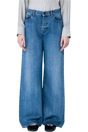 The Row Jeans, Dames, Blauw, W29, Katoen, Wide-leg Five-Pocket Jeans