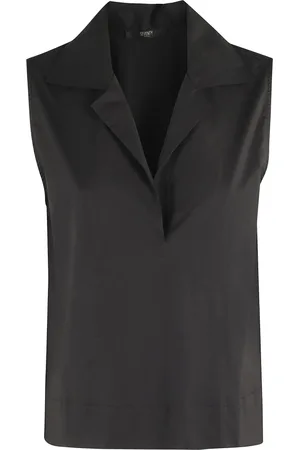 SEVENTY BY SERGIO TEGON Tops, Dames, Zwart, S, Katoen, Zwarte Popeline Stretch Polo Top