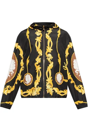 VERSACE Jassen, Heren, Zwart, M, Polyester, Jas met Medusa Cameo-print