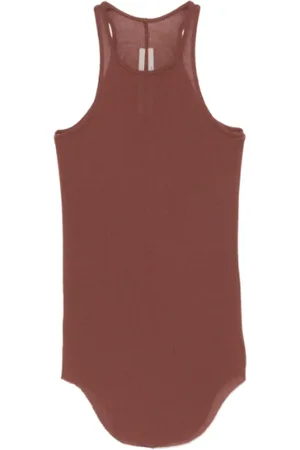Rick Owens Tops, Dames, Bruin, XS, Katoen, Geribbelde Tanktop