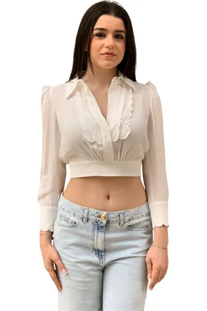 Elisabetta Franchi Blouses & Shirts, Dames, Wit, M, 100%Vi Stijlvolle Modieuze Jurk