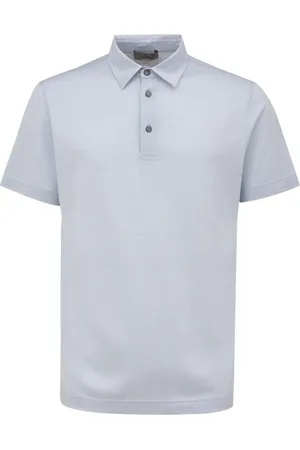 CANALI Tops, Heren, Blauw, L, Katoen, Blauw Poloshirt met korte mouwen