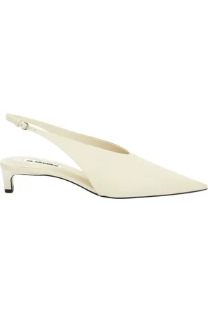 Jil Sander Schoenen, Dames, Wit, 39 EU, Leer, Chalk Slingback Sandalen