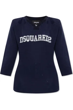 Dsquared2 Tops, Dames, Blauw, M, Katoen, T-shirt met logo
