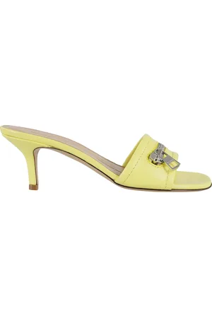 J.W.Anderson Schoenen, Dames, Geel, 37 EU, Leer, Gele Biker Hiel Sandaal