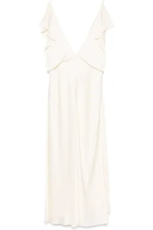 Jil Sander Kleedjes, Dames, , M, Katoen, Natuurlijke Midi Jurk