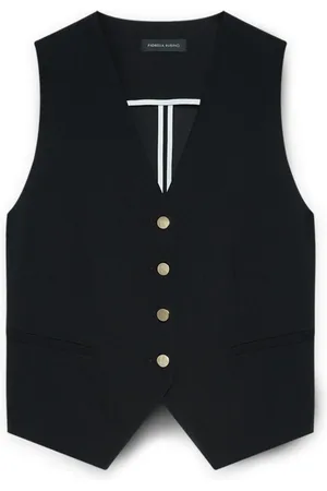 Fiorella rubino Jassen, Dames, Zwart, 5Xl, Polyester, Duikvest met knopen