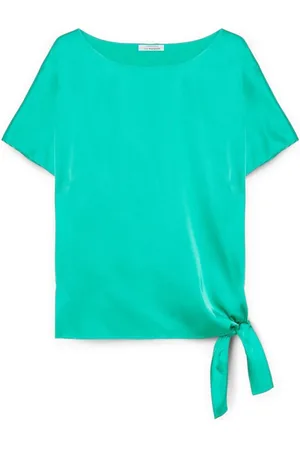 Fiorella rubino Blouses & Shirts, Dames, Groen, 4Xl, Leer, Blouse met Lenzing™ Ecovero™ Viscose met knoop