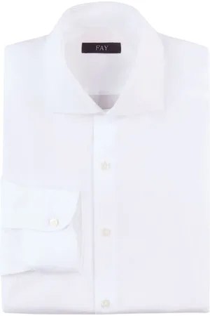 FAY Overhemden, Heren, Wit, XL, Katoen, Reguliere Popeline Stretch Overhemd