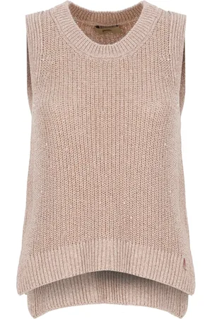 HERNO Truien, Dames, Roze, XS, Pailletten, Roze Mouwloze Crew Neck Top