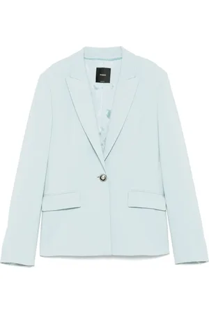 Pinko Jassen, Dames, Blauw, L, Blauwe Jas met Klepzakken