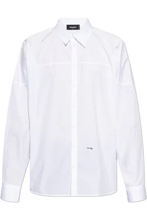 Dsquared2 Overhemden, Heren, Wit, S, Katoen, Shirt met bedrukt logo