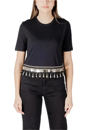 ONLY Tops, Dames, Zwart, M, Katoen, Pailletdetail T-shirt
