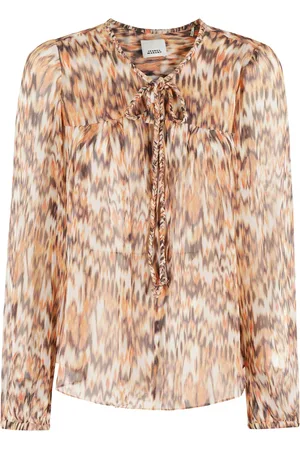Isabel Marant Blouses & Shirts, Dames, Veelkleurig, S, Oranje Zijden Bedrukte Blouse