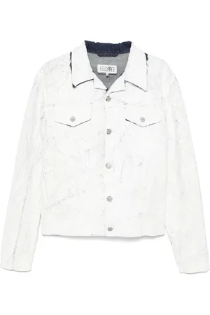 Maison Margiela Jassen, Heren, Wit, M, Denim, Wit knoopvest met zakken