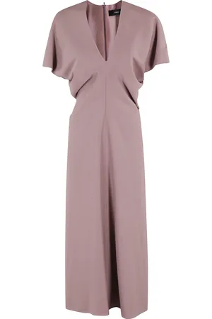 FEDERICA TOSI Kleedjes, Dames, Roze, S, Roze V-hals Korte Mouw Jurk