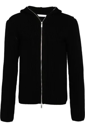 Helmut Lang Truien, Heren, Zwart, S, Wol, Zwarte rits wollen jas