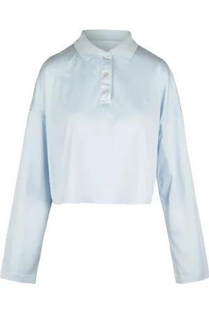 Jucca Tops, Dames, Blauw, S, Katoen, Lange Mouw Geribbelde Kraag Polo Shirt