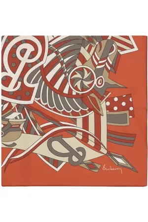 Burberry Accessoires, Dames, Veelkleurig, ONE Size, Geometrische Zijden Sjaal Ruiterpatroon
