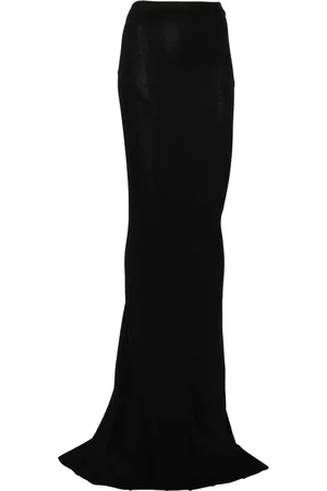 Rick Owens Rokken, Dames, Zwart, S, Zwarte rok met elastische tailleband tot op de vloer