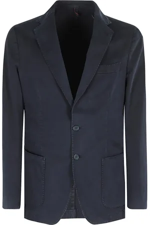 Biagio Santaniello Jassen, Heren, Blauw, M, Gestructureerde Trenchcoat