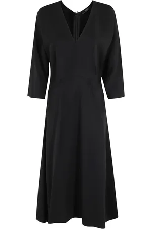 SEVENTY BY SERGIO TEGON Kleedjes, Dames, Zwart, S, Zwarte Cady Crepe Midi Jurk