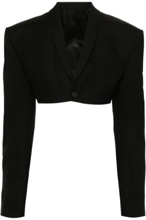 Rick Owens Jassen, Dames, Zwart, M, Leer, Zwarte Micro Tatlin Jas