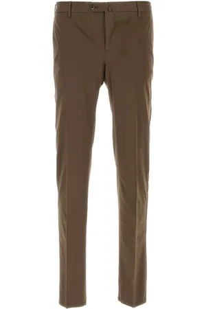 PT Torino Broeken, Heren, Bruin, XL, Katoen, Bruine Stretch Katoenmix Silkochino Broek
