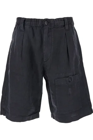 C.P. Company Korte broeken, Heren, Blauw, XL, Linnen, Blauwe Linnen Bermuda Shorts met Logo Patch