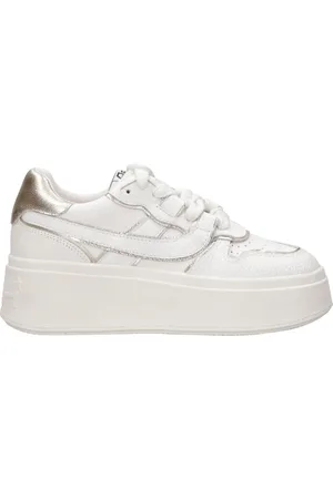 Ash Schoenen, Dames, Wit, 39 EU, Leer, Platform Leren Sneakers met Logo Detail