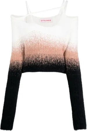 OTTOLINGER Tops, Dames, Veelkleurig, M, Off Shoulder Longsleeve in Zwart/Wit/Roze