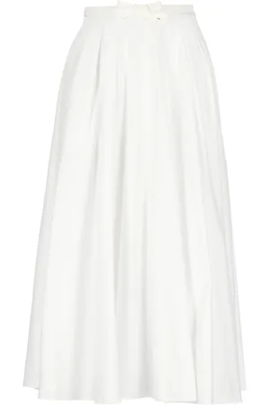 Elisabetta Franchi Rokken, Dames, Wit, L, Katoen, Witte Geplooide Katoenen Rok met Riem