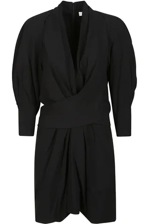 IRO Kleedjes, Dames, Zwart, M, V-Hals Mini Jurk met Cut-Outs