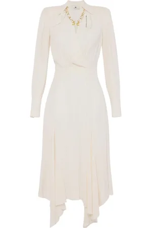 Elisabetta Franchi Kleedjes, Dames, Wit, S, Stijlvolle 100%Vi Jurk