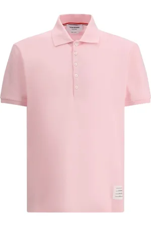 Thom Browne Tops, Heren, Roze, M, Iconisch Poloshirt met Banden
