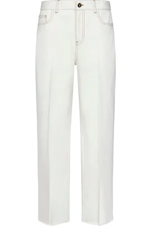 Giambattista Valli Jeans, Dames, Wit, S, Denim, Bruin Wit Denim Stiksels Jeans