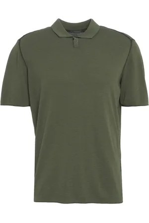 TRANSIT Tops, Heren, Groen, L, Groene Gestreepte Gebreide Poloshirt
