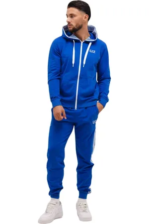 Emporio Armani Sport, Heren, Blauw, S, Katoen, Blauw Heren Trainingspak Met Capuchon Sportieve Look