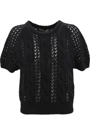 D.EXTERIOR Truien, Dames, Zwart, S, Katoen, Zwart Mesh Crew Neck Top