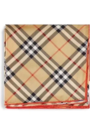 Burberry Accessoires, Dames, , ONE Size, Zijden Vierkante Sjaal met Contrasterende Randen