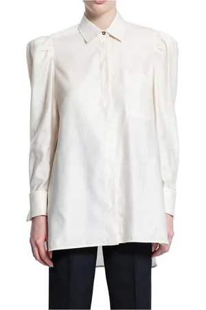 Max Mara Blouses & Shirts, Dames, , 2Xs, Katoen, Ivoor Katoen Satijnen Jas met Klassieke Stijl