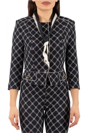 Elisabetta Franchi Jassen, Dames, Zwart, XL, Elegante Zwarte Jas