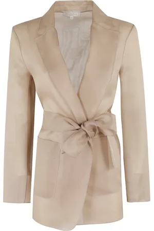 ANTONELLI Jassen, Dames, Bruin, S, Organza, Nocciola Organza Blazer met Revers
